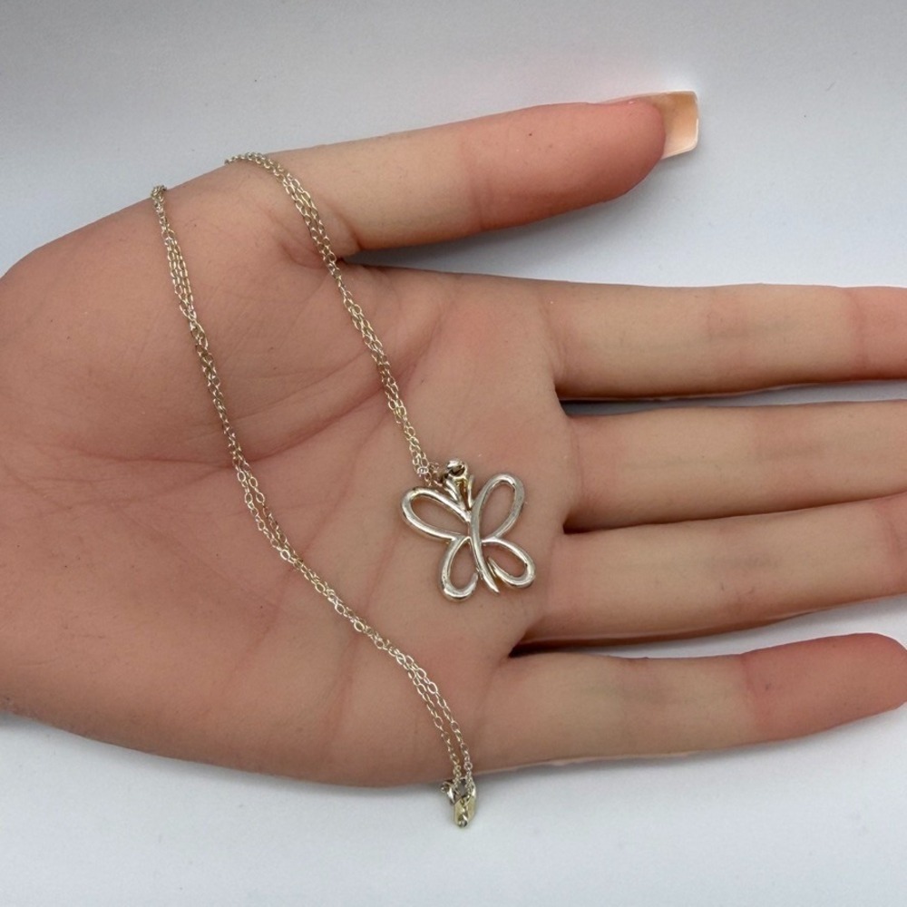 Sterling Silver 925 Open Butterfly Cutout Pendant Necklace 18" Spring Marsala - Picture 4 of 8